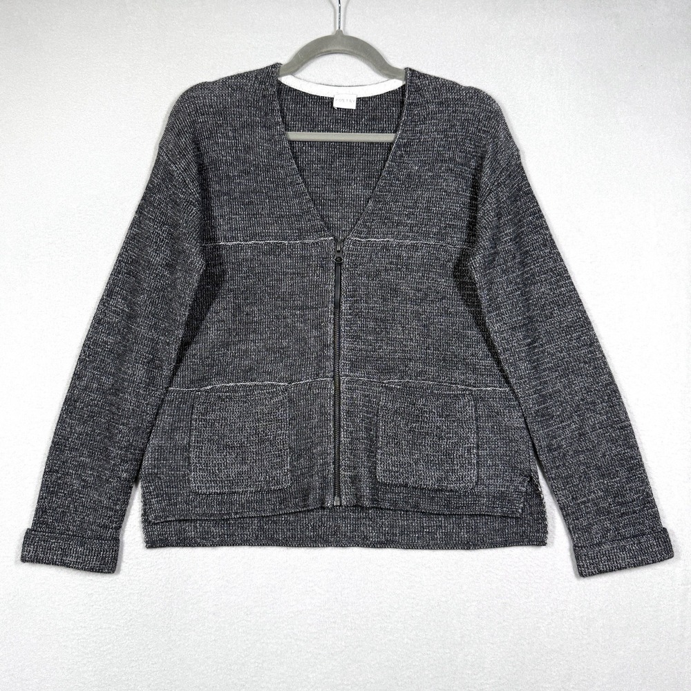 Poetry Sweater Womens 2 Baby Alpaca Blend Cardigan Boxy Patch Pocket Zip Heather